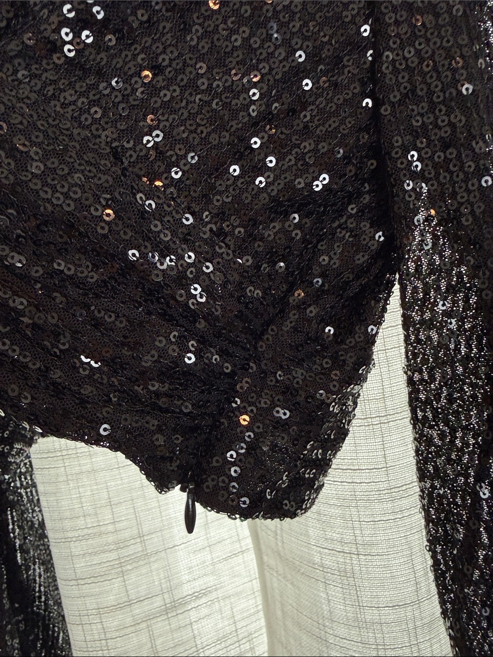 NWT Black Sequin Long Sleeve V-Neck Crop Top XL - Picture 3 of 8